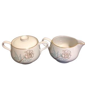 Vintage Creamer and Sugar Bowl Serving Set Grannycore Cottagecore Collectible